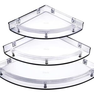 DRIZZLE ABS Corner Shelf Super Clear | Unbreakable Transparent Bathroom Shelves | Multipurpose Use (Size 7 inch, 9 inch, 11 inch) - Set of 1 (3 Pieces)