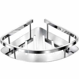 Stainless Steel Corner Shelf for Bathroom Wall | Toiletry Holder/Soap Stand/Kitchen Shelves/Wall Mounted Storage Organizer/Rack for Shampoo & Bathroom Accessories (Pack of 1)