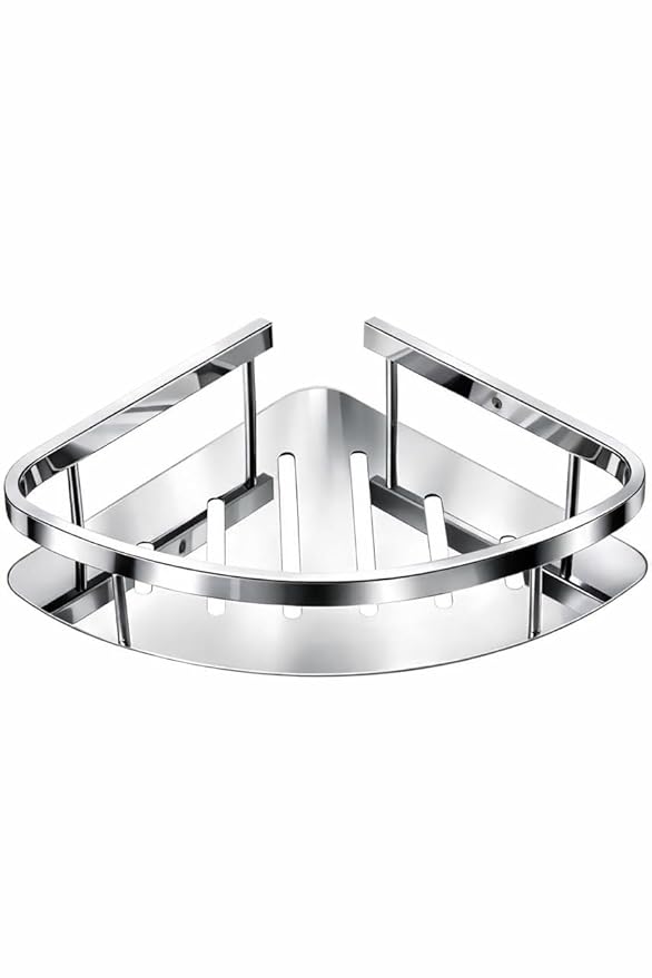 Stainless Steel Corner Shelf for Bathroom Wall | Toiletry Holder/Soap Stand/Kitchen Shelves/Wall Mounted Storage Organizer/Rack for Shampoo & Bathroom Accessories (Pack of 1)