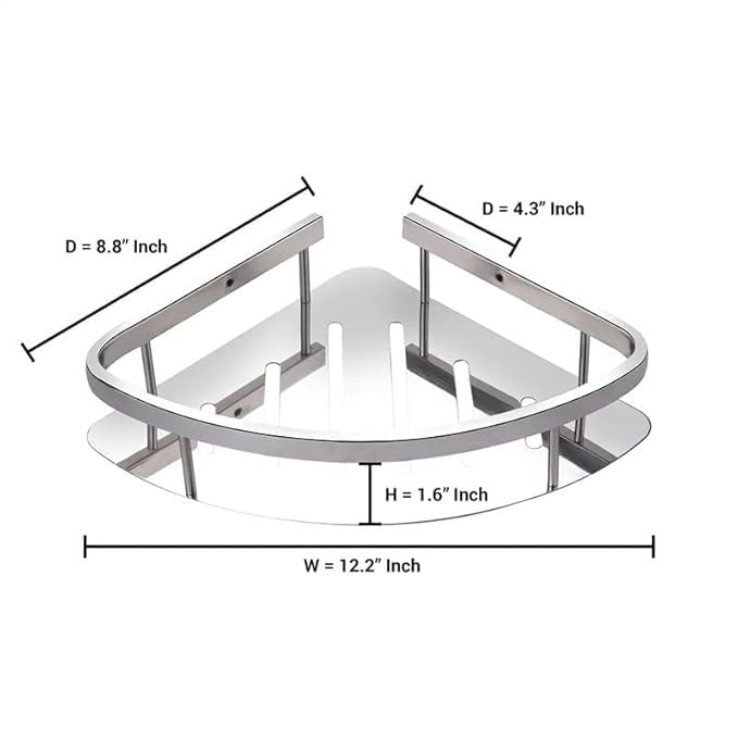 Stainless Steel Corner Shelf for Bathroom Wall | Toiletry Holder/Soap Stand/Kitchen Shelves/Wall Mounted Storage Organizer/Rack for Shampoo & Bathroom Accessories (Pack of 1) - Image 2