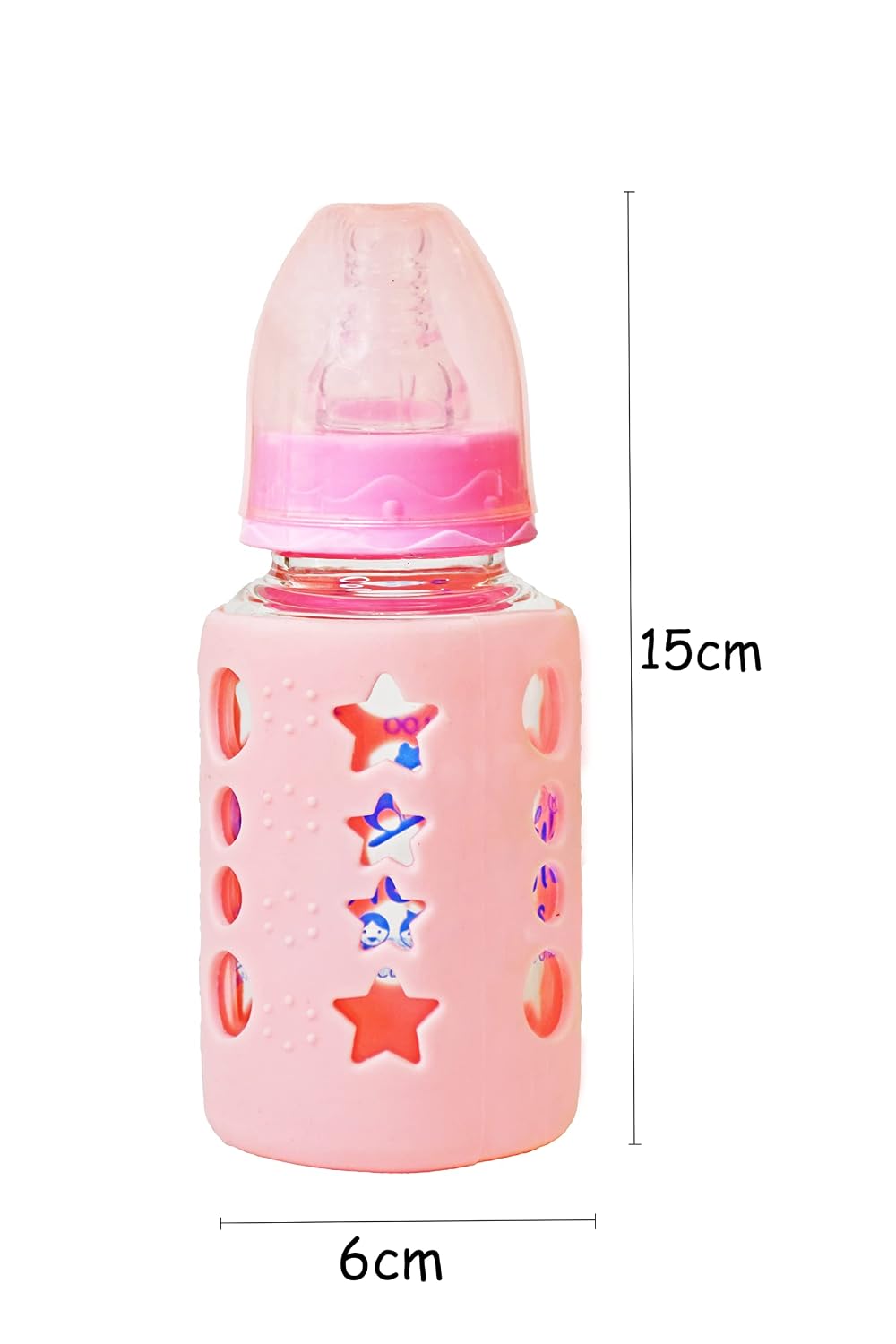 The Little Lookers High Borosilicate Glass Feeding Bottle for Baby/Feeder for Newborn | Super Soft Flow Control & Anti Colic Nipple for Infants/Toddlers - Pink (120ml) - Image 5