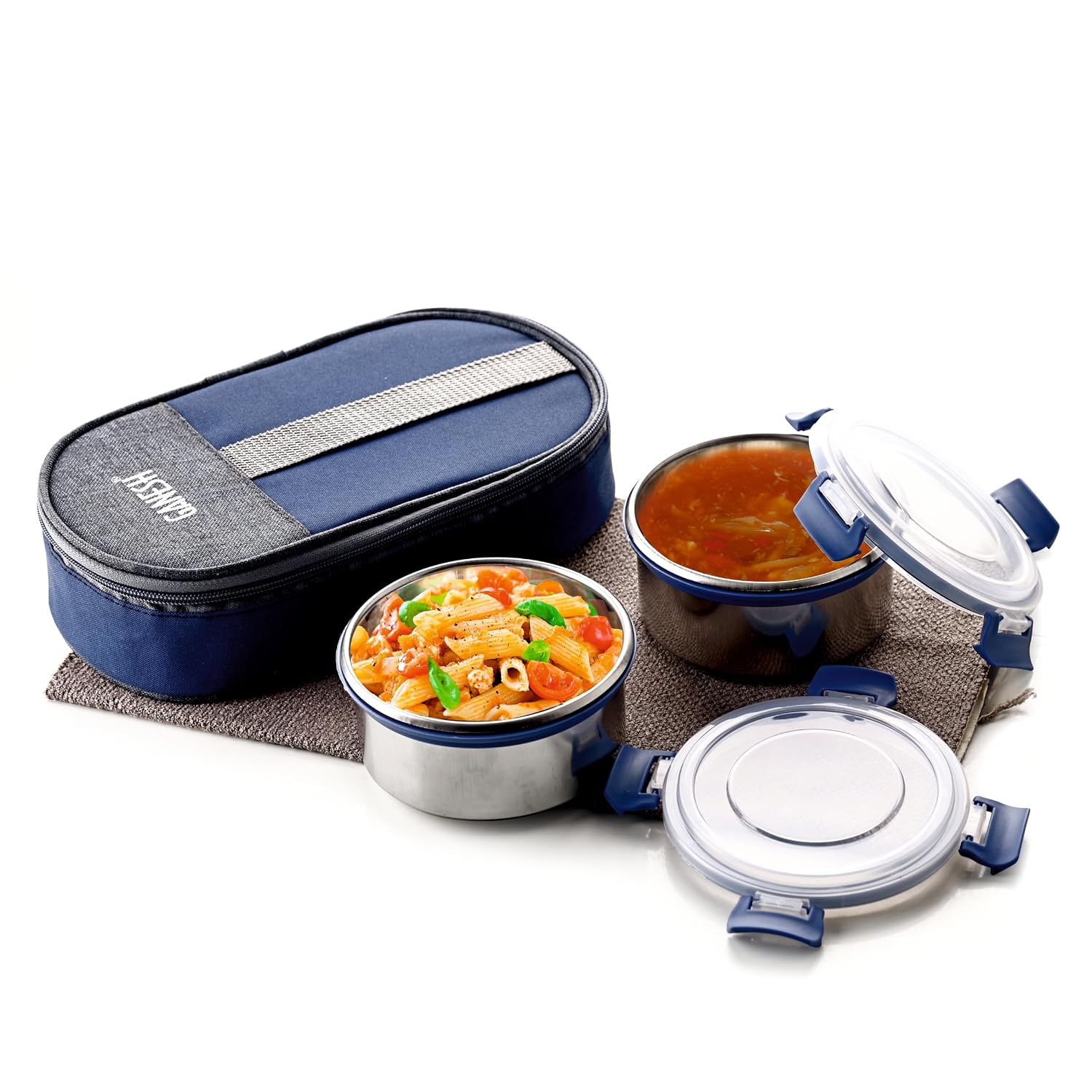 Ganesh Neo Twin Airtight & Leak Proof Container Lunch Box with Bag 300 ML